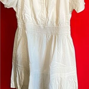 White Short Sleeve Tiered Dress